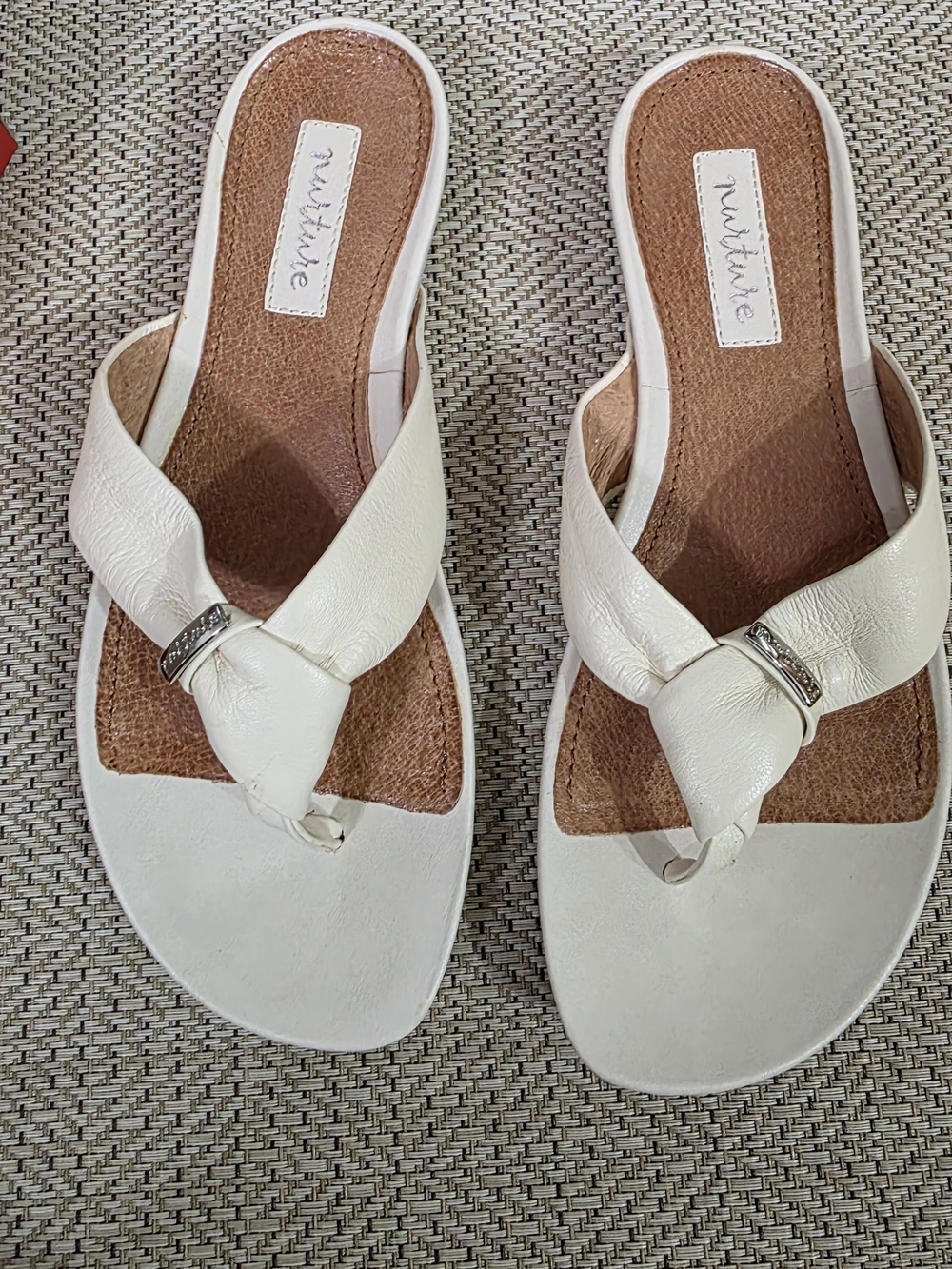 Nurture White Knot-Front Women's Sandals